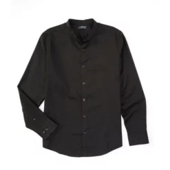 Best deal 🤩 Murano Wardrobe Essentials Slim-Fit Textured Long-Sleeve Woven Shirt Black 🎉 -Murano Shop unnamed file 622