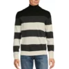 Coupon 😉 Murano Performance Colorblock Stripe Turtleneck Sweater Black ⌛