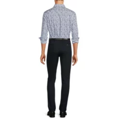 Cheapest ✨ Murano White/Navy Floral Printed Slim-Fit Spread Collar Poplin Dress 🌟 Shirt Blue ❤️ -Murano Shop unnamed file 709