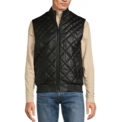 Outlet π Murano Quilted Diamond Leather Vest Black π