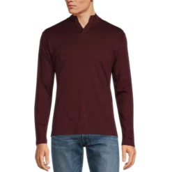 Coupon 🥰 Murano Liquid Luxury Interlock Open Mock Neck Long-Sleeve Tee Black ❤️