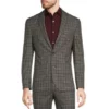 Buy 👏 Murano Slim-Fit Plaid Suit Separates Blazer Burgundy 🔥