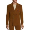 Best Pirce 🌟 Murano Intergalactic Collection Slim-Fit Double Breasted Corduroy Suit Separates Blazer Tobacco 🧨
