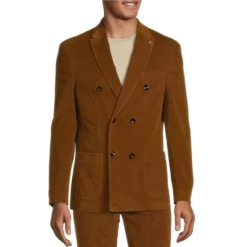 Best Pirce π Murano Intergalactic Collection Slim-Fit Double Breasted Corduroy Suit Separates Blazer Tobacco π§¨