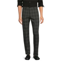 Coupon 🌟 Murano Alex Flat Front Slim-Fit Plaid Dress Pants Green 🎁