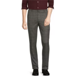 Deals ⌛ Murano Evan Extra Slim-Fit Plaid Suit Separates Flat Front 👏 Dress Pants Burgundy 🌟