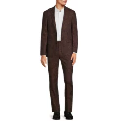 Promo ⭐ Murano Slim-Fit Jacquard Paisley Blazer Burgundy 👏 -Murano Shop unnamed file 820