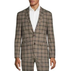 Deals π₯° Murano Electric Jungle Collection Slim-Fit Plaid Suit Separates Blazer Grey βοΈ