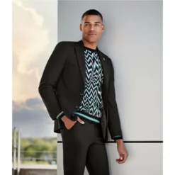 Best Pirce ⭐ Murano Electric Jungle Collection Slim-Fit Tonal Leopard Jacquard Suit Separates Blazer Black 🧨 -Murano Shop unnamed file 847