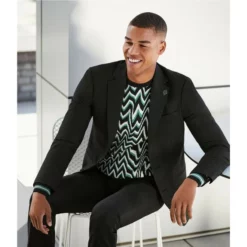 Best Pirce ⭐ Murano Electric Jungle Collection Slim-Fit Tonal Leopard Jacquard Suit Separates Blazer Black 🧨 -Murano Shop unnamed file 848