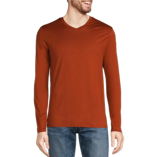 New β Murano Liquid Luxury Slim-Fit Jersey Long-Sleeve V-Neck Tee Dark Copper π 9 New β Murano Liquid Luxury Slim-Fit Jersey Long-Sleeve V-Neck Tee Dark Copper π - Image 9