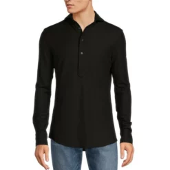 Wholesale 😉 Murano Liquid Luxury Slim-Fit Long Sleeve Polo Shirt Dark Navy 🛒