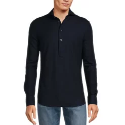 Wholesale 😉 Murano Liquid Luxury Slim-Fit Long Sleeve Polo Shirt Dark Navy 🛒 -Murano Shop unnamed file 884