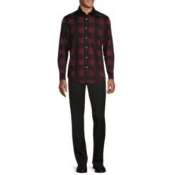 Promo ✨ Murano Buffalo Plaid Long-Sleeve Woven 👏 Shirt Black 🔔 -Murano Shop unnamed file 898