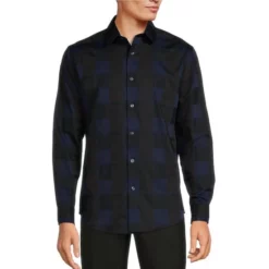 Promo ✨ Murano Buffalo Plaid Long-Sleeve Woven 👏 Shirt Black 🔔 -Murano Shop unnamed file 900