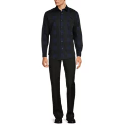 Promo ✨ Murano Buffalo Plaid Long-Sleeve Woven 👏 Shirt Black 🔔 -Murano Shop unnamed file 902