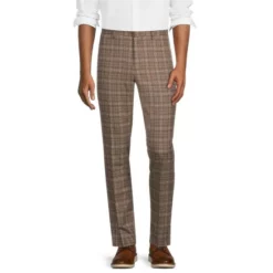 New 🤩 Murano Evan Extra Slim-Fit Multi Brown Plaid Suit Separates Flat Front 🌟 Dress Pants ⌛