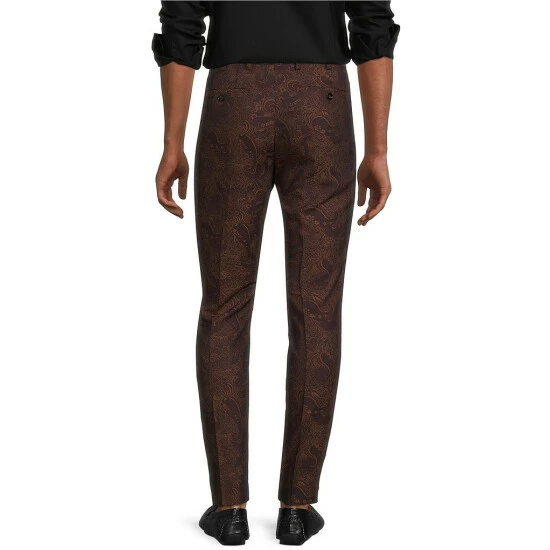 Best Pirce 🧨 Murano Evan Extra Slim-Fit Paisley Jacquard Suit Separates Flat Front ⭐ Dress Pants Burgundy ❤️ 2 Best Pirce 🧨 Murano Evan Extra Slim-Fit Paisley Jacquard Suit Separates Flat Front ⭐ Dress Pants Burgundy ❤️ - Image 2