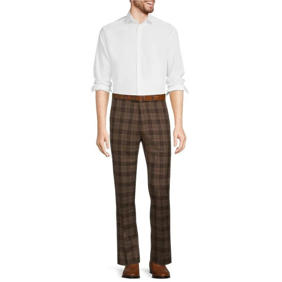 Promo π Murano Alex Slim-Fit Plaid Suit Separates Flat Front Dress Pants Brown π 3 Promo π Murano Alex Slim-Fit Plaid Suit Separates Flat Front Dress Pants Brown π - Image 3