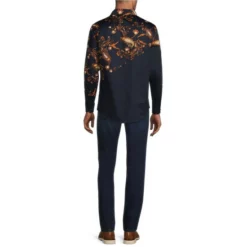 Buy 👍 Murano Sateen Paisley Pieced Print Long-Sleeve Woven 💯 Shirt Dark Navy ❤️ -Murano Shop unnamed file 988