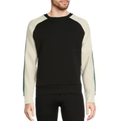 Budget β Murano Big & Tall Liquid Luxury Slim-Fit Stripe Crew Long-Sleeve Sweatshirt Black π