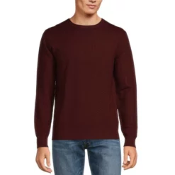 Buy 😀 Murano Collection Textured Crew Neck Sweater Burgundy 😉