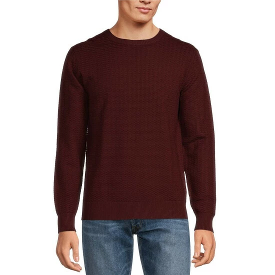 Buy π Murano Collection Textured Crew Neck Sweater Burgundy π 1 Buy π Murano Collection Textured Crew Neck Sweater Burgundy π
