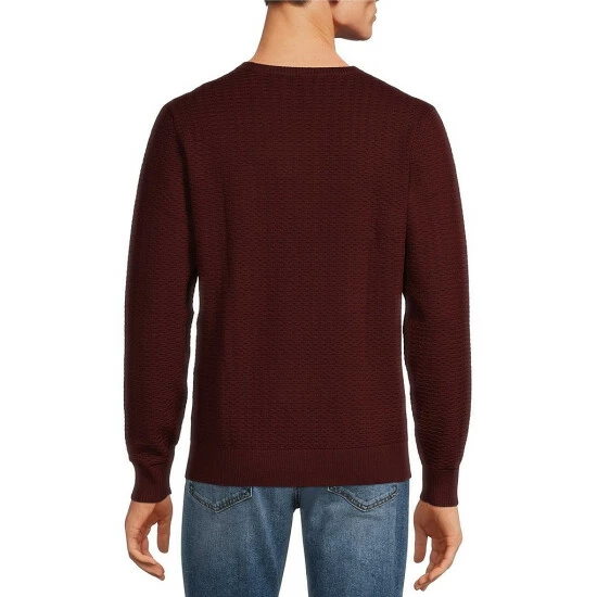 Buy π Murano Collection Textured Crew Neck Sweater Burgundy π 2 Buy π Murano Collection Textured Crew Neck Sweater Burgundy π - Image 2
