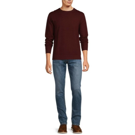 Buy π Murano Collection Textured Crew Neck Sweater Burgundy π 3 Buy π Murano Collection Textured Crew Neck Sweater Burgundy π - Image 3